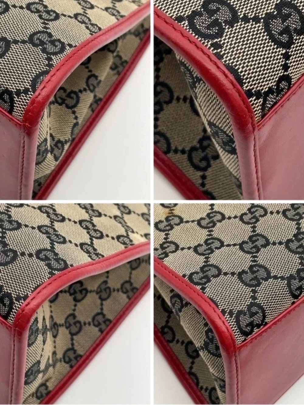 Auth Gucci Jackie GG Canvas Leather Red 002.1067 Shoulder Bag W/Dustbag